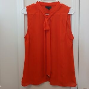 Worthington sheer orange sleeveless top M